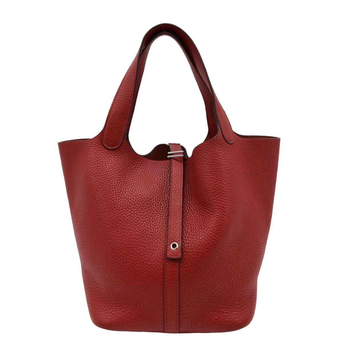 HERMES Picotin Lock 22 Taurillon Clemence Leather Hobo Bag Red | eBay