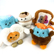 Lot of 5 Bum Bumz Russ Breakfast Plush Stuffed Egg Toast Cereal Coffee Pancake