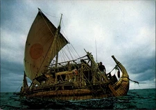 Papyrus Boat Ra II Oslo Norway vintage postcard q960