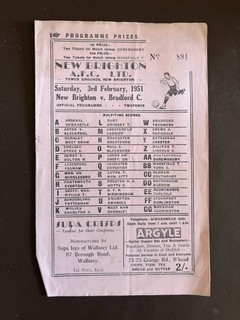 New Brighton V Bradford City Football Programme Div 3 North 3/2/1951