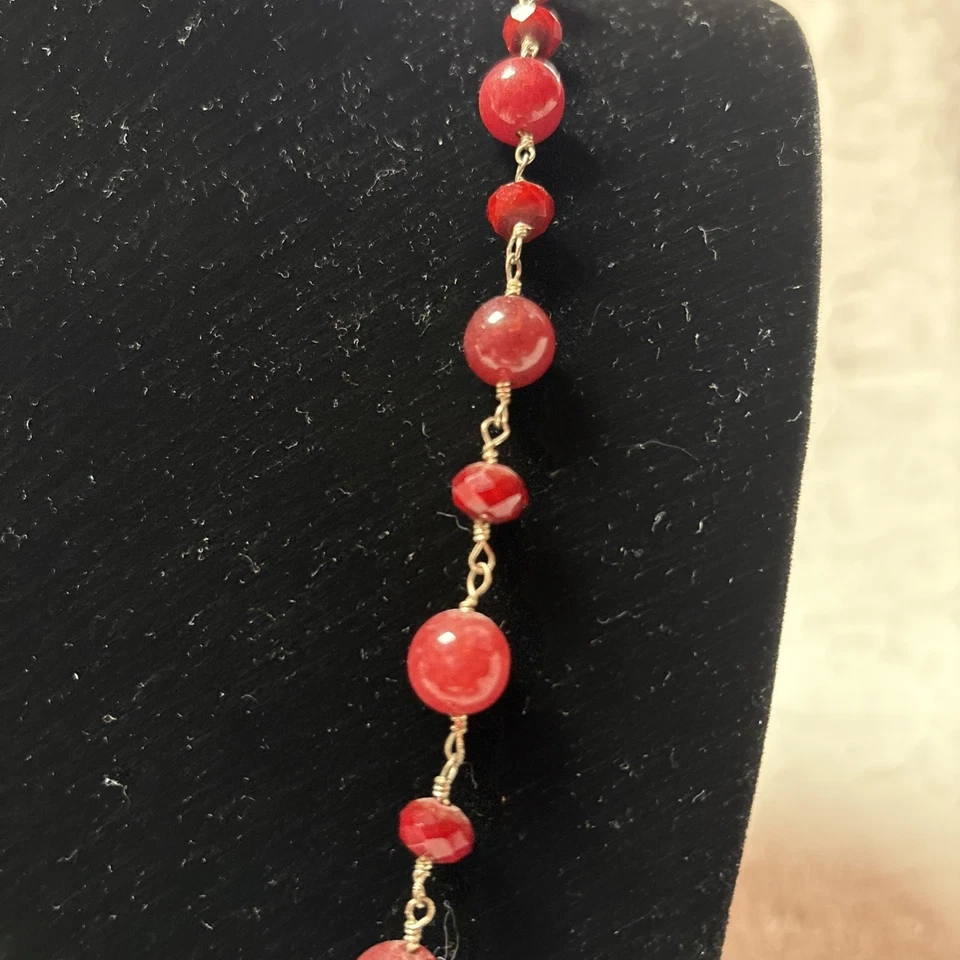 Rare Handmade, Ruby, Necklace, Gemstone, Sterling Silver Boho Exquisite Find - Image 3 of 4