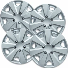 Brand New Set of 4 Semi-Universal 15 inch Silver Snap-On Hubcaps With 7 Spoke