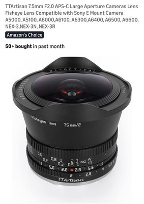 TTArtisan 7.5mm F2.0 APS-C Large Aperture Cameras Lens Fisheye Lens NEW