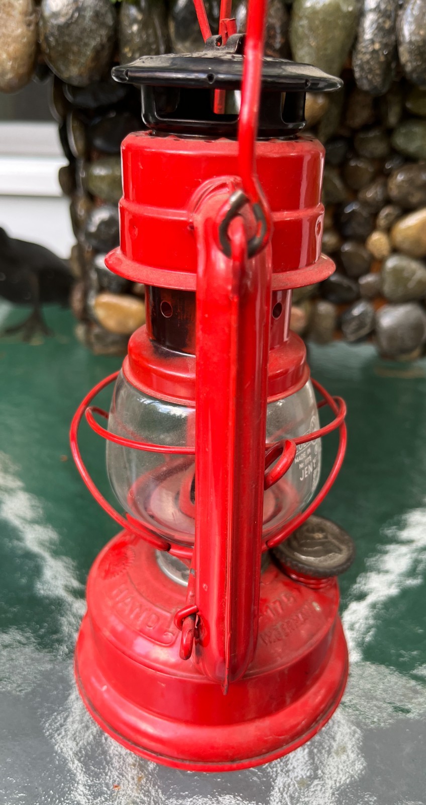 Red FeuerHand Sturmfest Lantern 175 W. Germany Super Baby Jena Glass 1175 1176