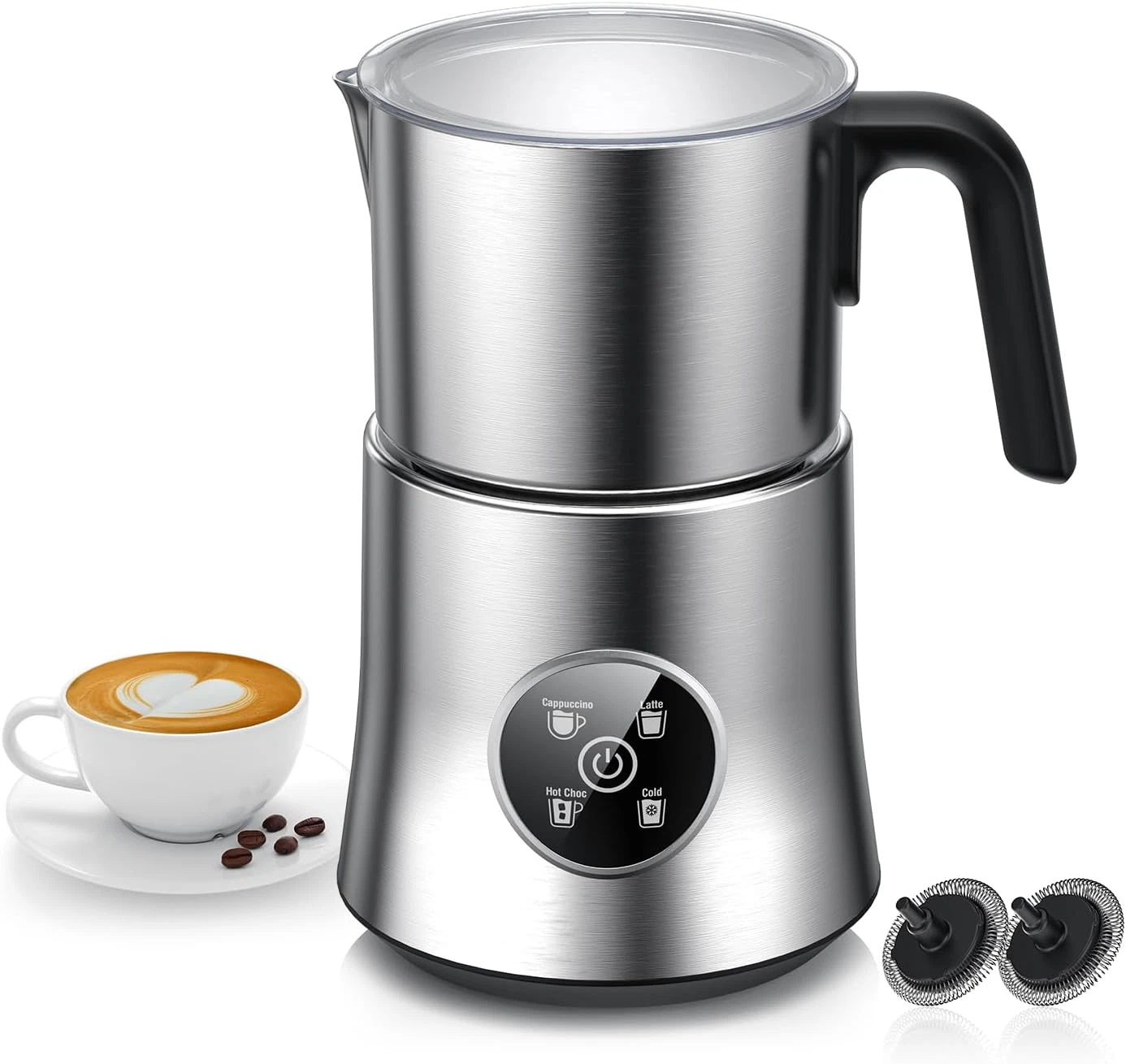 Electric Milk Frother & Steamer with Detachable Jug - 4-in-1 Foam Maker