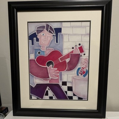 Eric Waugh Red Guitar Jazz Limited Edition Numbered Framed Seriolithograph Print