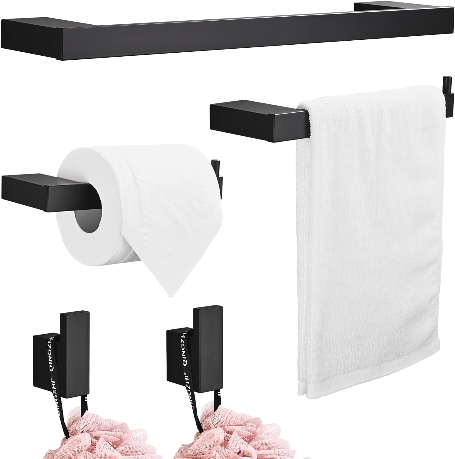 Set Accessori Bagno Hotel Luxury 5 Pezzi - Acciaio SUS304 Nero
