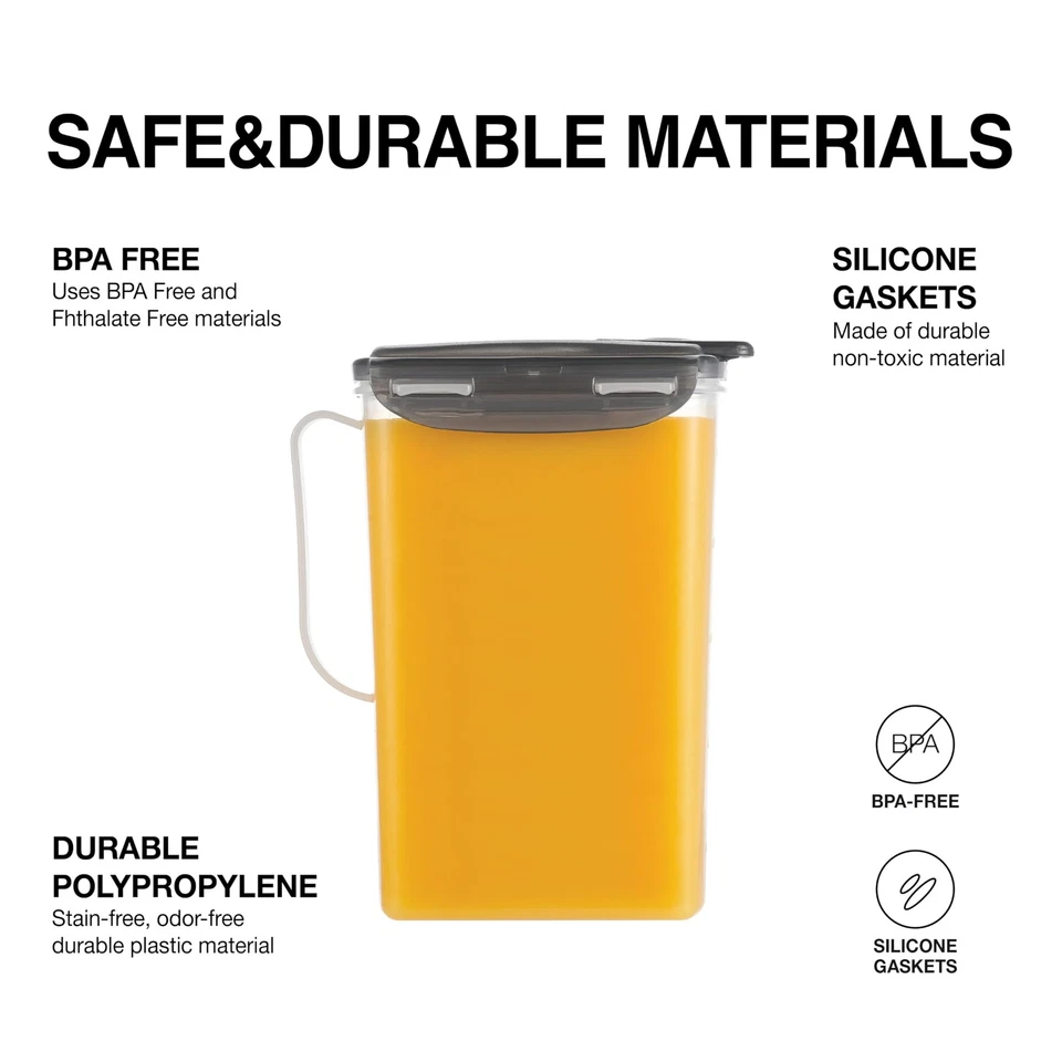 LocknLock Aqua Fridge Door Water Jug with Handle BPA Free Plastic Pitcher wit... - Image 2 of 4