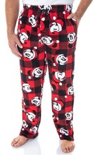 Disney Mickey Mouse Mens Plaid Minky Plush Fleece Pajama Pants