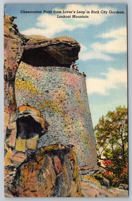 c1940s Rock City Gardens Lookout Mountain Lover's Leap Postcard
