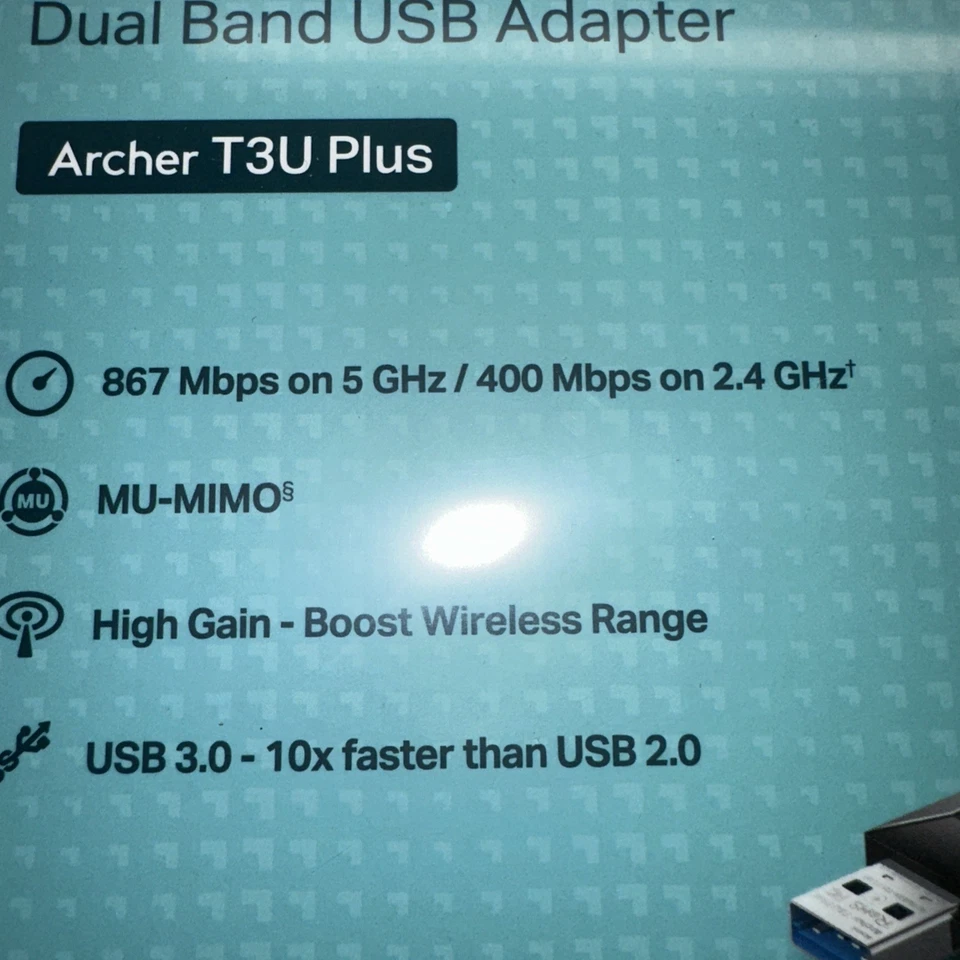 TP-LINK AC1300 Archer T3U Plus 1300Mbps Wireless Dual-Band USB Adapter - Black - Image 3 of 4