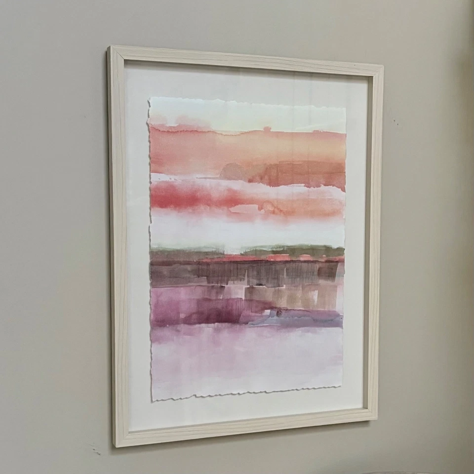 Threshold Abstract Watercolor Art Wall Decor Pink Purple Cream Frame 24" X 18" - Image 3 of 4
