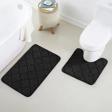 Memory Foam Bathroom Rugs Sets 2 Piece, Extra Soft Absorbent Quick Dry Bath m...
