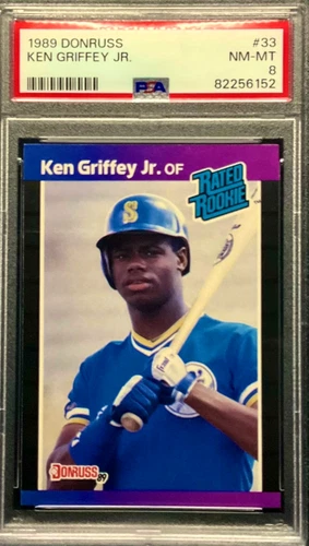 KEN GRIFFEY JR RC 1989 Donruss Rated Rookie Card #33 PSA 8 Mariners HOF