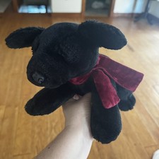 Vintage Russ Berrie  Ginger  Black Labrador Puppy Dog Plush 13  Stuffed Animal
