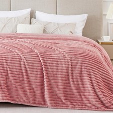 BEDELITE Fleece Blanket Queen Size   3D Ribbed Jacquard Soft and Warm Decorat...