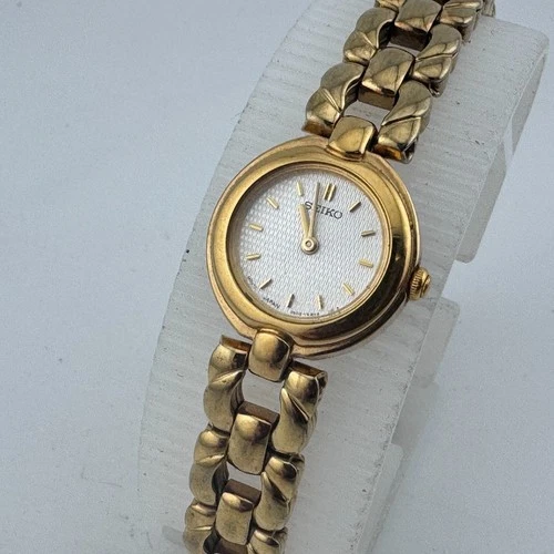 Vintage Seiko Quartz Watch 1N00-1H50 Women Gold Tone Japan Analog New Battery