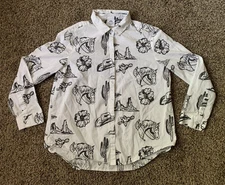 Cactus Cowgirl Boutique Size S Western Print Long Sleeve Blouse Horse Desert