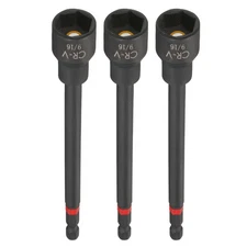 3pcs Nut Driver Drill Bits 9/16 Inch Socket 1/4" Hex Shank 6" Magnetic Setter