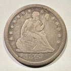1849 Seated Liberty Quarter Silver Sharp Details Great Album Coin Light Clean