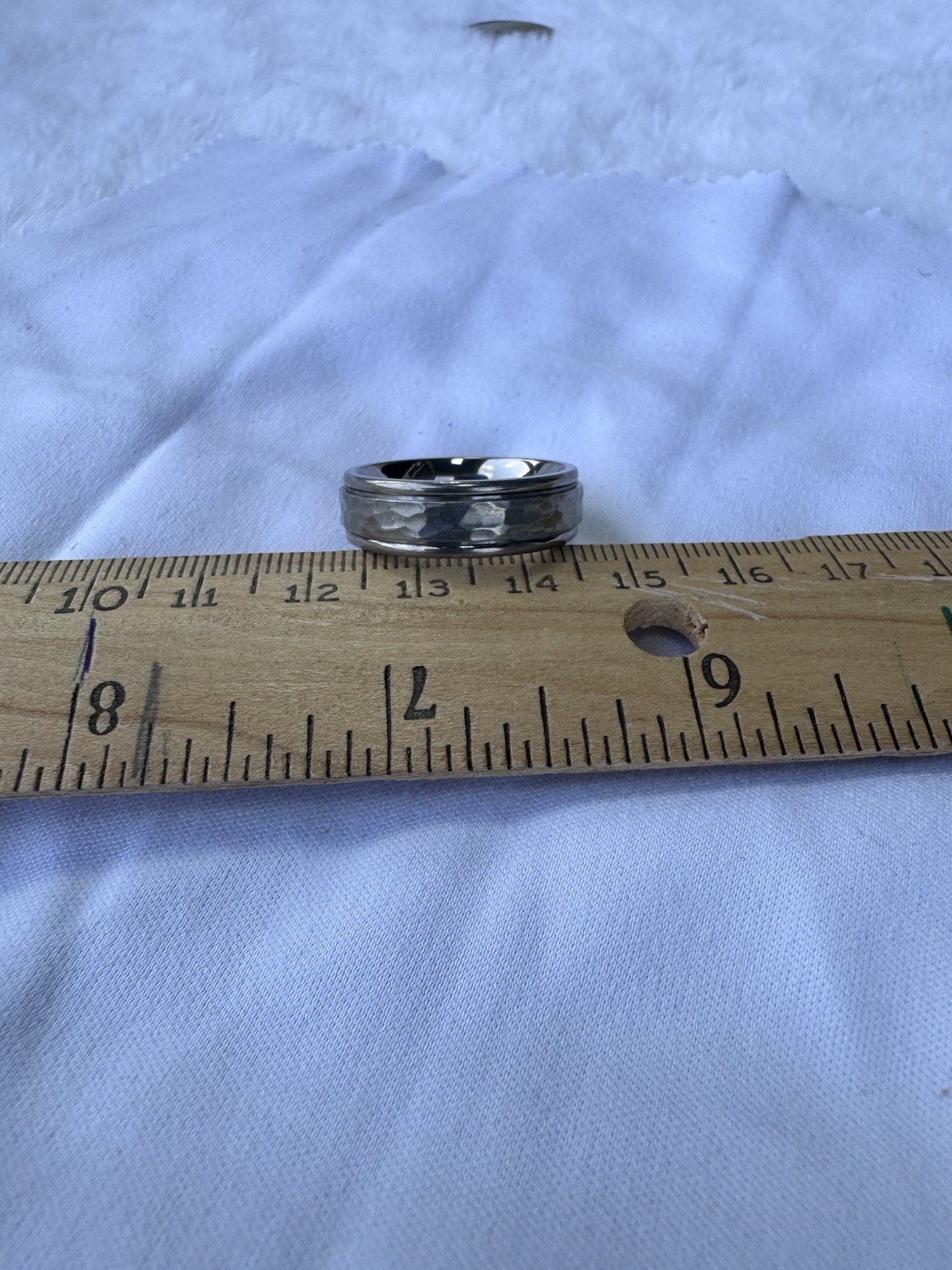 Solid Titanium 7mm Grooved Edge Hammered and Wedd… - image 4