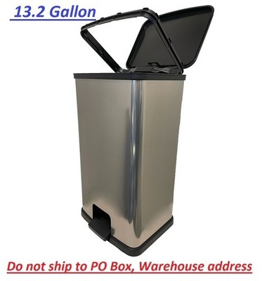 13 Gallon Kitchen Step Trash Can, Silver