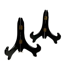 2 Wooden Black Easel Plate Photo Art Stand Holder Display 6 in