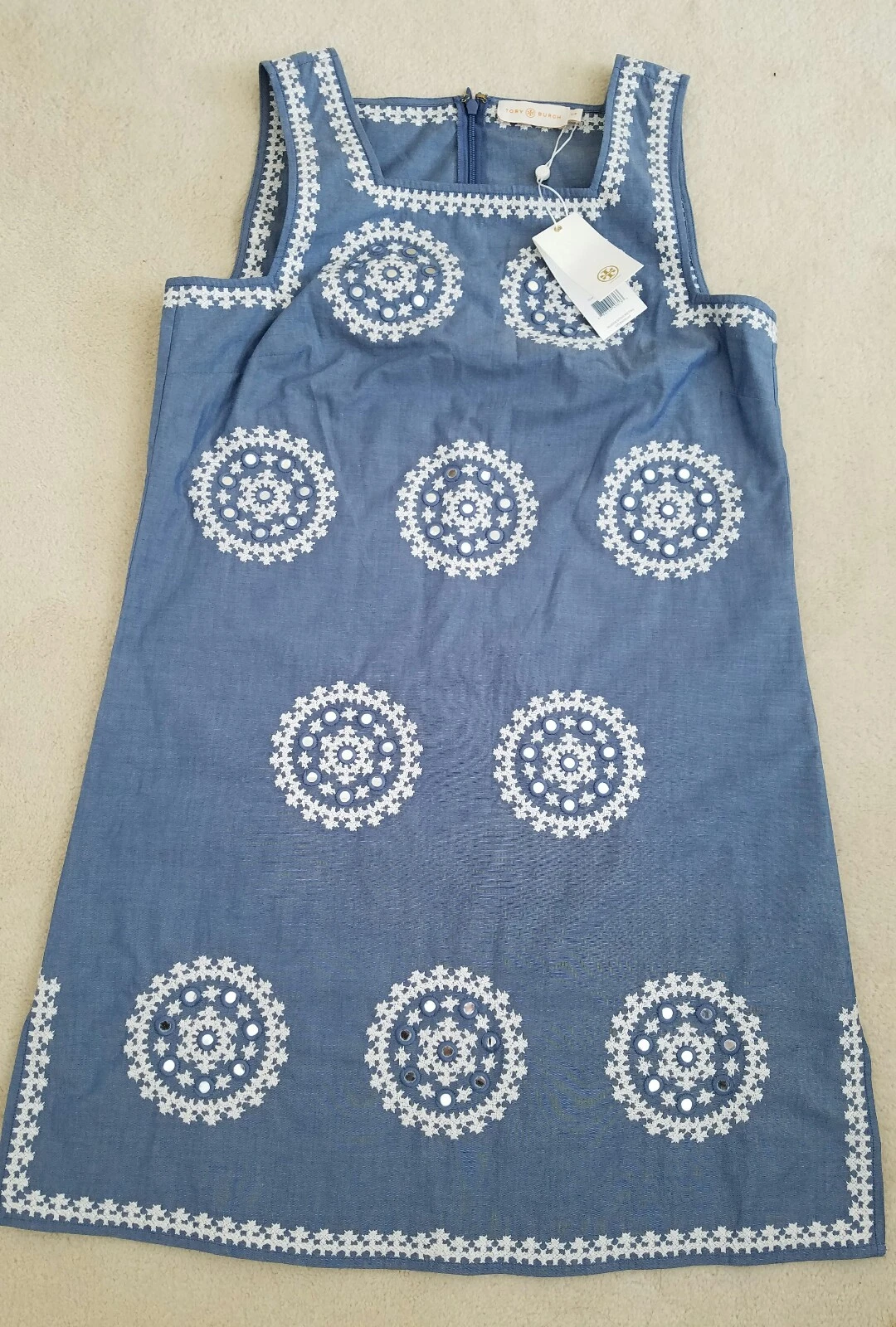 NWT Tory Burch Embroidered Chambray Dress Small $325