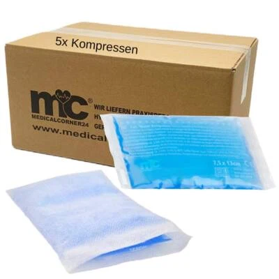 MEDICALCORNER24 5 Stück Kalt Warm Kompresse 8 x 13 cm inkl. 5 Vliesstoffhüllen Kühlkompresse