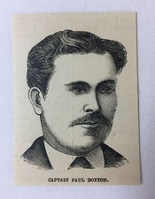 small 1887 magazine engraving  CAPTAIN PAUL BOYTON