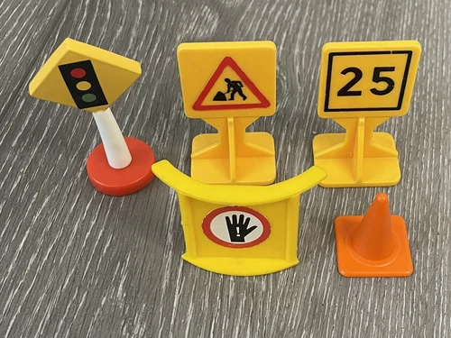 Vintage Fisher Price Little People Traffic Signs/Accessories Lot of 5