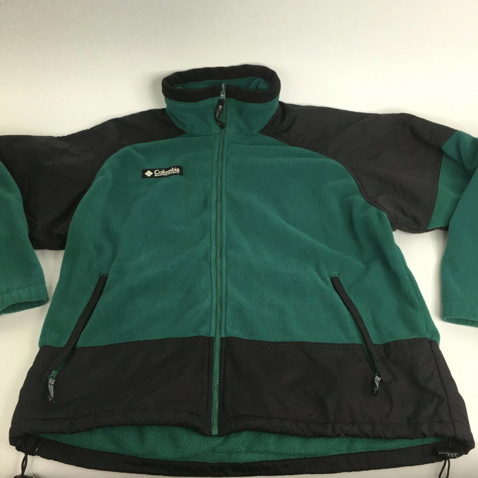 Columbia Sportswear Full Zip Long Sleeve Fleece Jacket Coat Green Black Size L