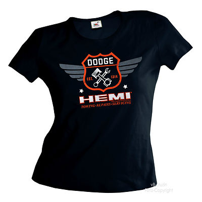 Damen Shirt licensed DODGE Hemi Mopar Chrysler Vintage Musclecar US-Car *0014 bl