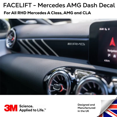 Facelift Mercedes AMG A Class Dash Vinyl Decal Like OEM RHD -Satin Black 3M