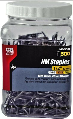 Electrical Metal Cable Staple, Contractor Pack, 1/2 Inch, Romex Wire, 500 pcs