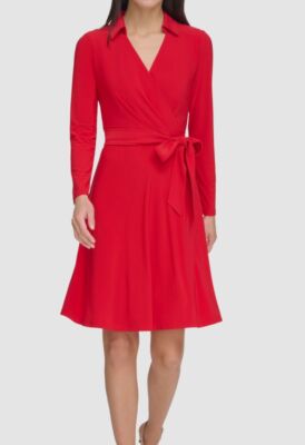 dkny red wrap dress Dkny | Dresses | Dkny Womens Faux Wrap Dress