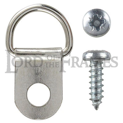 LORD OF THE FRAMES 50 x PEQUEÑOS ANILLOS EN D INDIVIDUALES DE NÍQUEL TORNILLOS LIBRES 22x12 mm marco de fotos lienzo de fotos