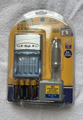 Digital Camera, AC/DC Rapid Charger, Rechargeable Batteries & Car Charger, NEW