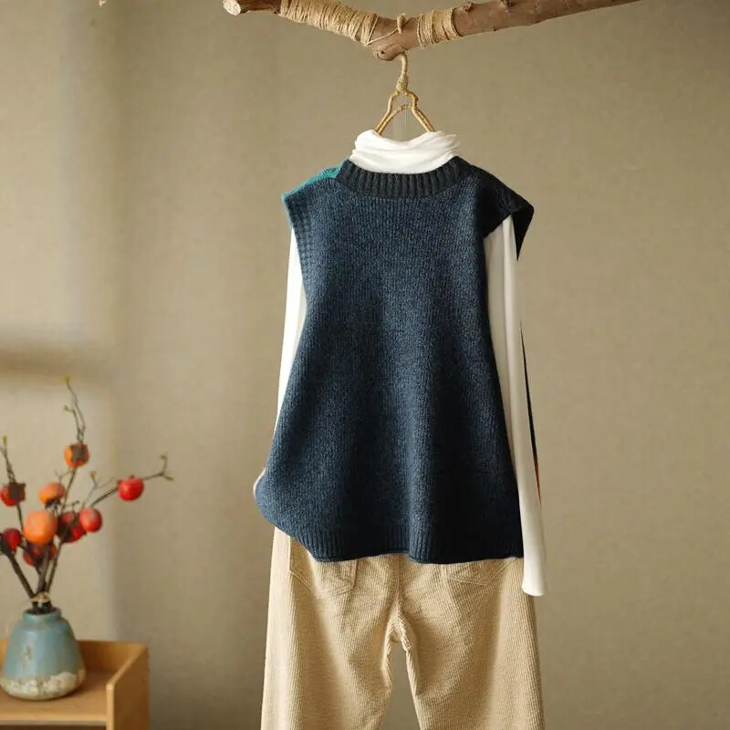 Maglione Senza Maniche,Gilet Da Donna In Morbida Maglia Fine