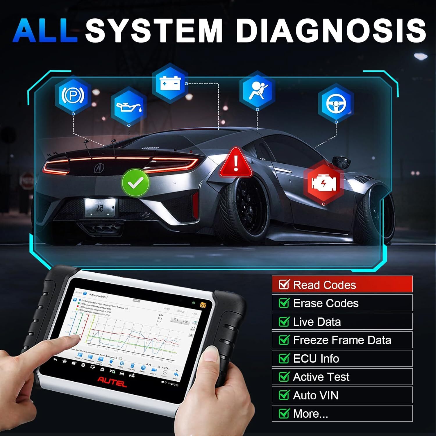Autel MaxiPRO MP808Z-TS Car Diagnostic Scanner Tool Key Coding TPMS Programming