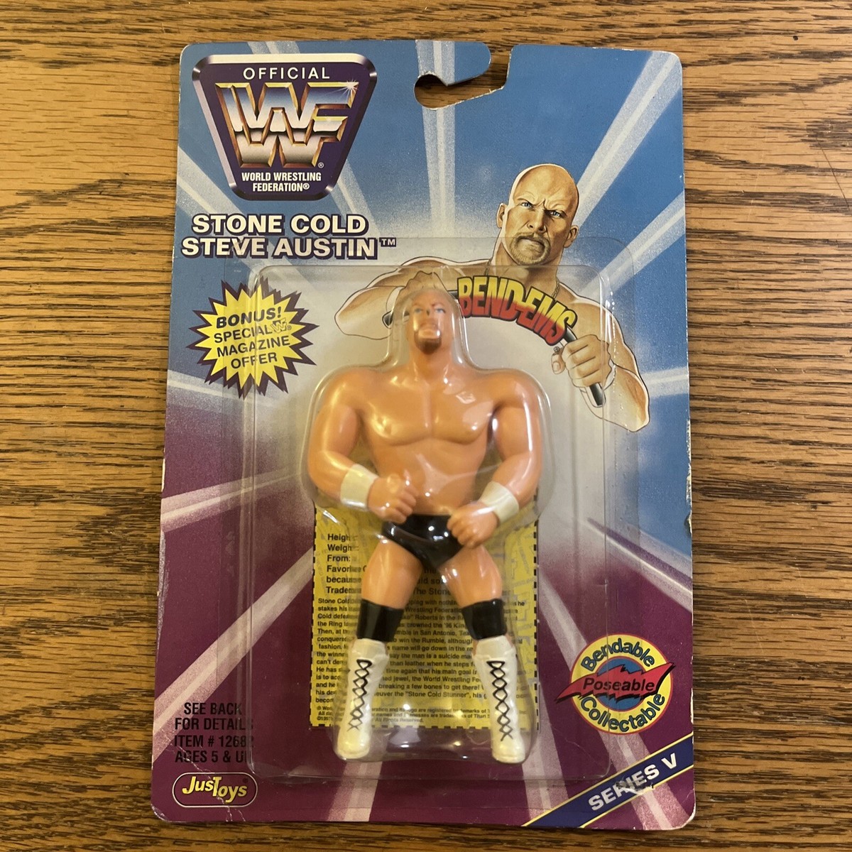 WWF Stone Cold Steve Austin フィギュア Vintage 1997 WWF Stone Cold Steve Austin Sealed Bendable JusToys