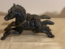 Large Antique Cast Iron Toy Horse Team an-08