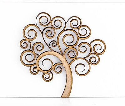 Wooden MDF Tree Swirl Shape Sign Blank Family Tree Wedding Decoration 3mm Thick
