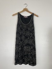 ASOS Petite Black Silver Beaded Party Dress -  Size Uk 10