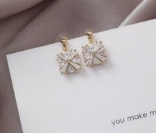 Fashion Crystal Ice Flower Earrings Women Dangle Earring 925 Silver