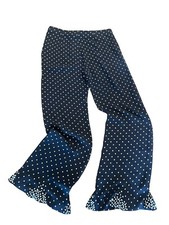 Vintage 70s disco pants Black w Gold Polkadots Flared with SEQUIN Embellish Hem