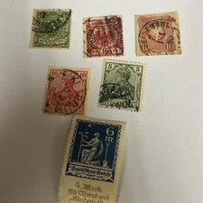 ASSORTED WORLD STAMPS (SMALL LOT) 4 Old German 5-10 Pfennig Stamps +Bonus ST-319