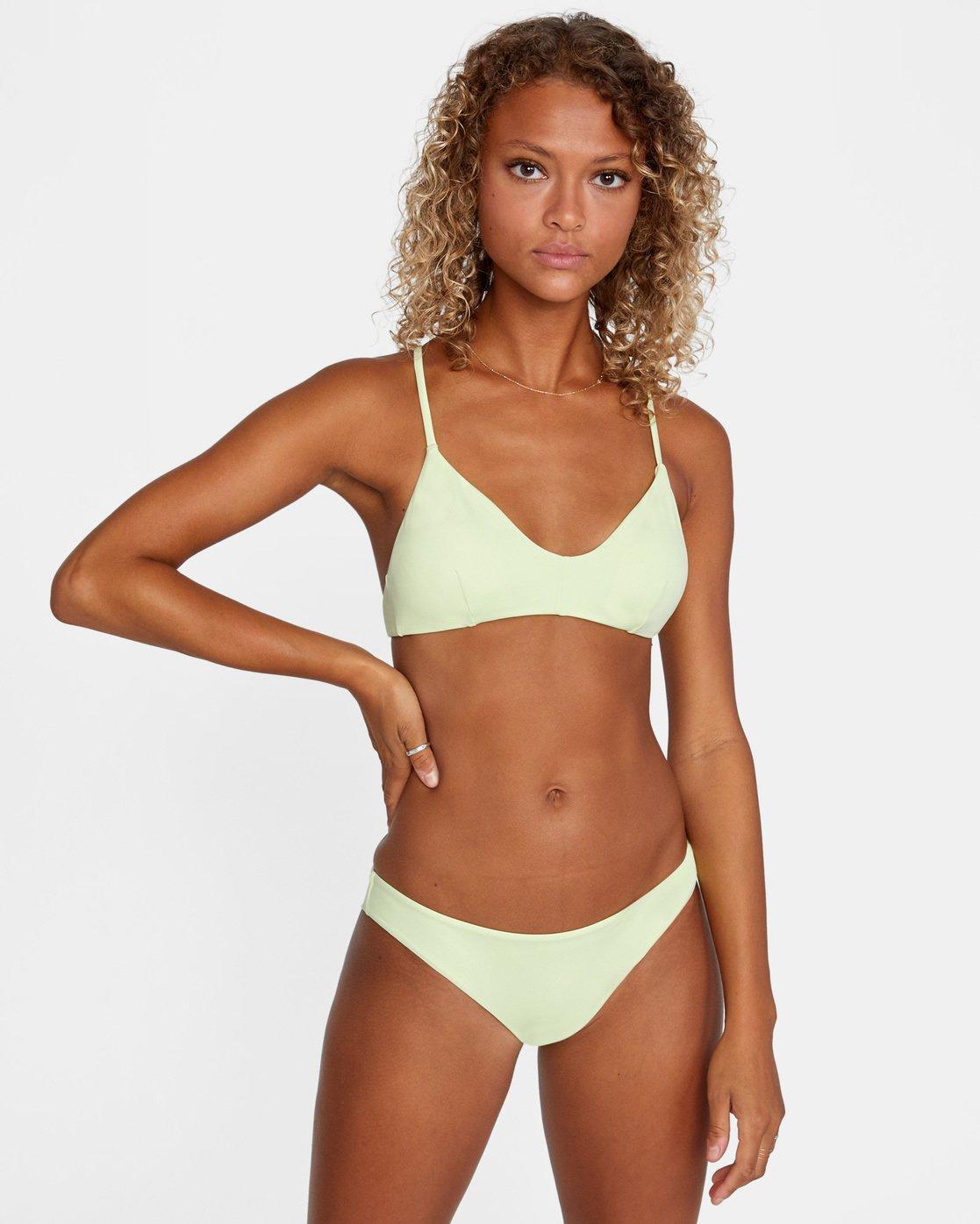 RVCA 280850 Solid Cheeky Bikini Bottom Seagrass Size X-Large