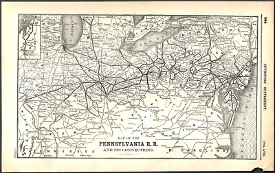 1894 KARTE der Pennsylvania Rail Road und ihrer Verbindungen