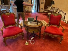 Red Velvet Victorian Style Chairs (2)